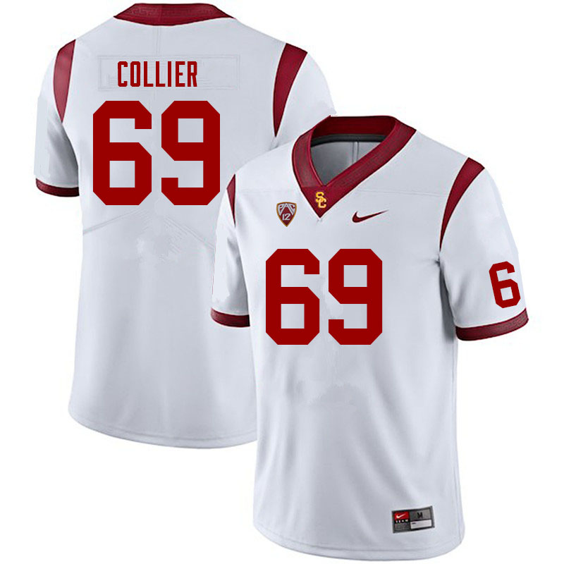 Men #69 Casey Collier USC Trojans College Football Jerseys Sale-White